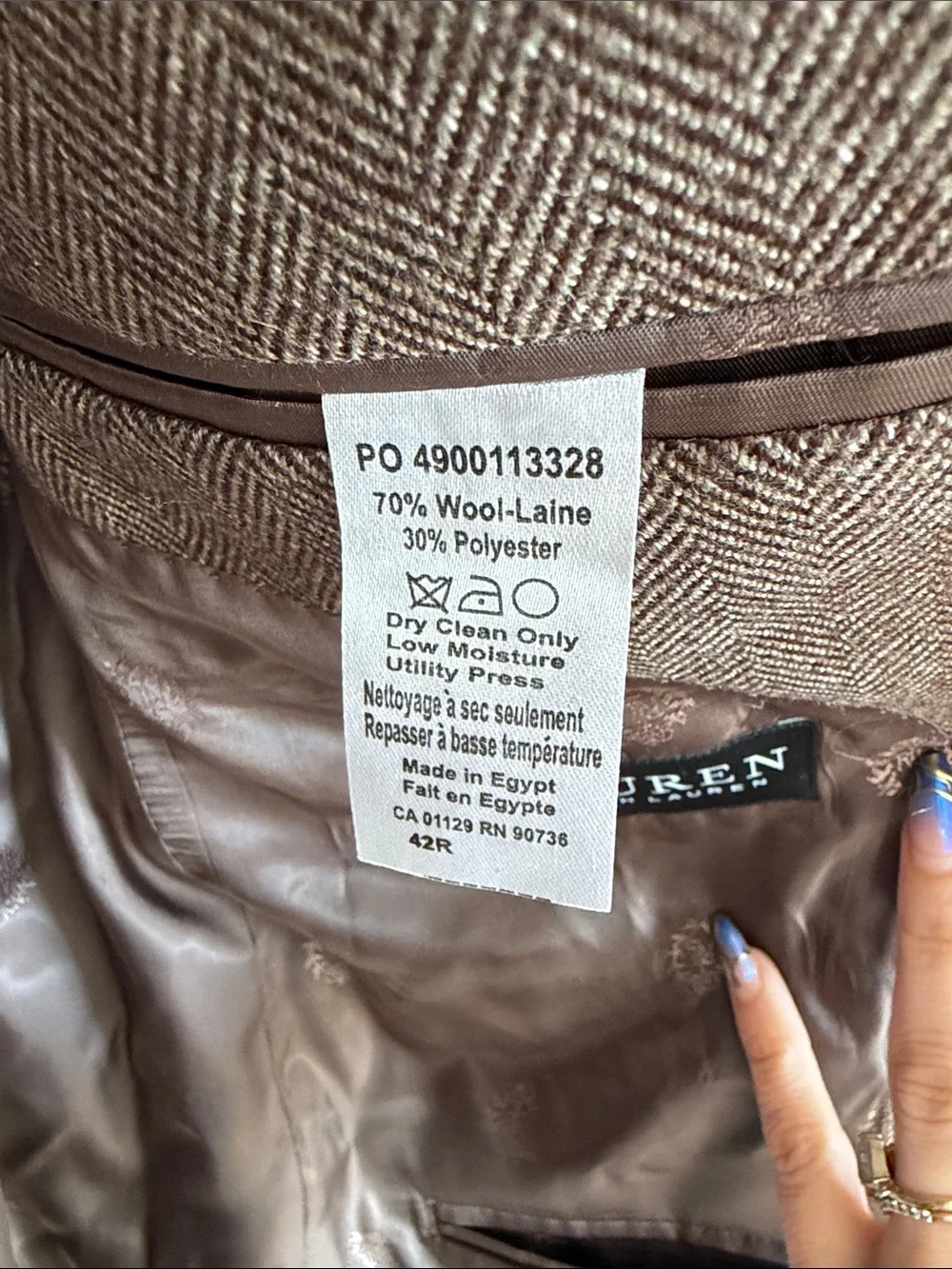 Ralph Lauren Brown Herringbone Sport Coat